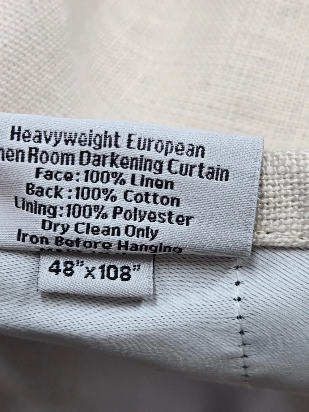 NWT QUINCE 2 48x108 Heavyweight European Linen Room Darkening Curtains Sand 0133